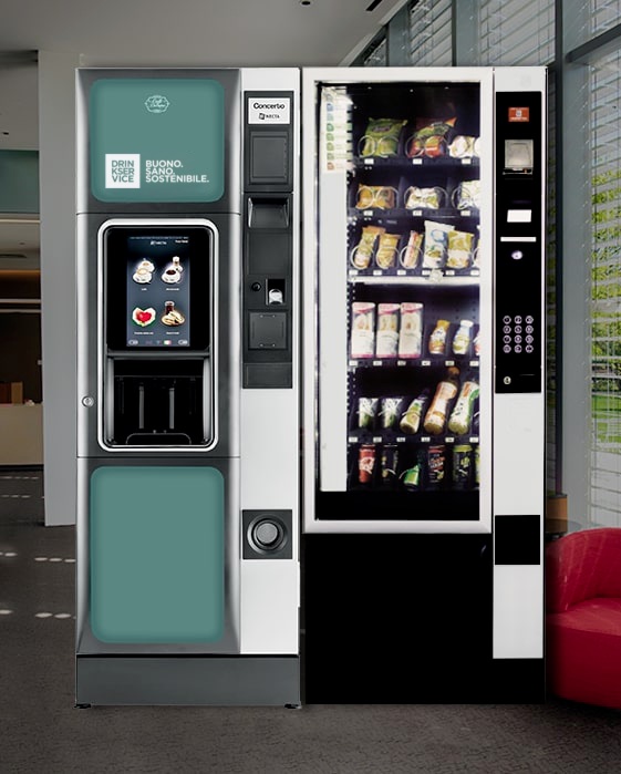 Distributore automatico di caff&egrave; e colonna snack e bevande DrinkService in ufficio